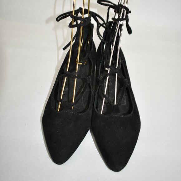$180 Jeffrey Campbell Atsuko Ankle Tie Ballet Flat Black Suede 6.5 (TPO19.5) - Picture 3 of 7